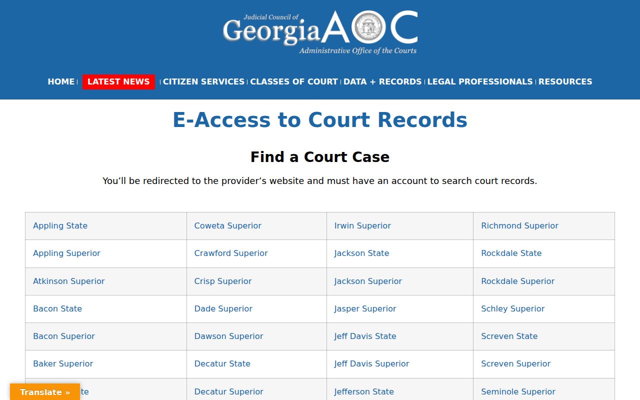 Chamblee public records court eAccess directory