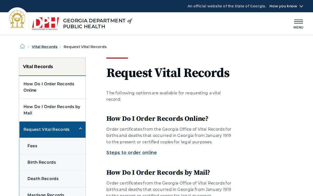 Chamblee public records and Georgia vital certificate request options