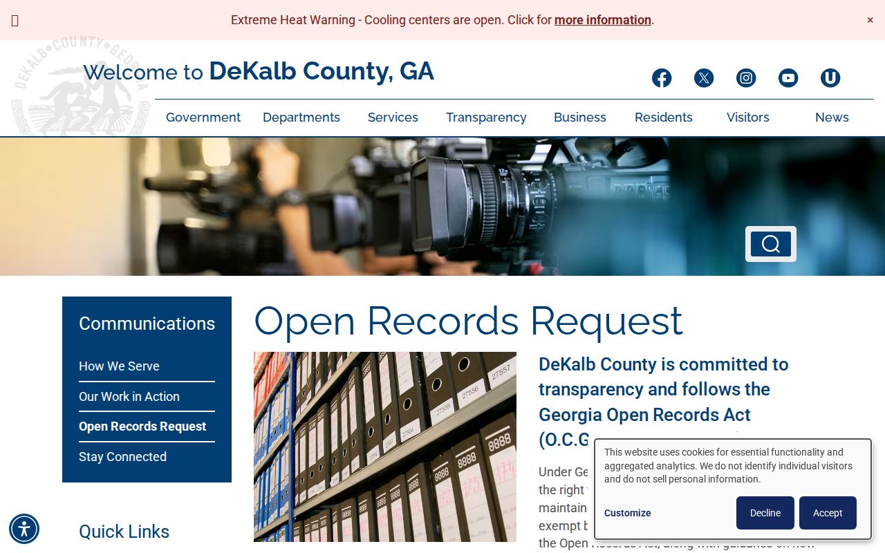Chamblee public records request routes for DeKalb County departments