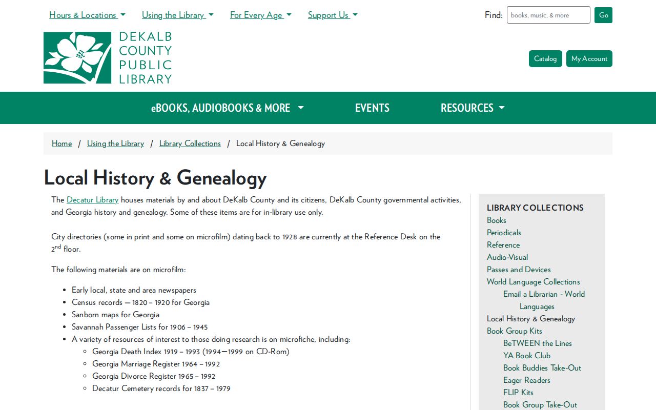 Chamblee people search with DeKalb library historical directories